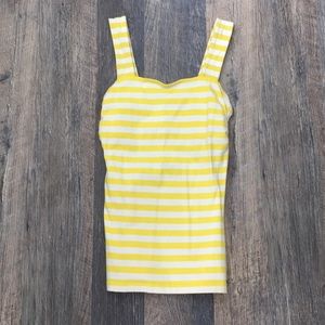 Express sexy stretch yellow stripe tank.